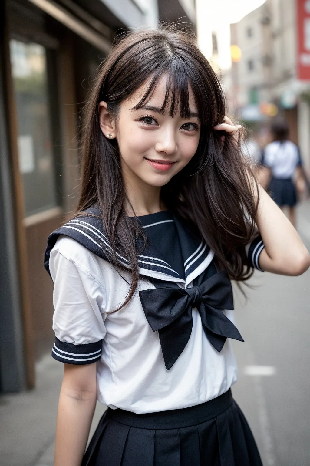 セーラー服姿の女性のプロンプト